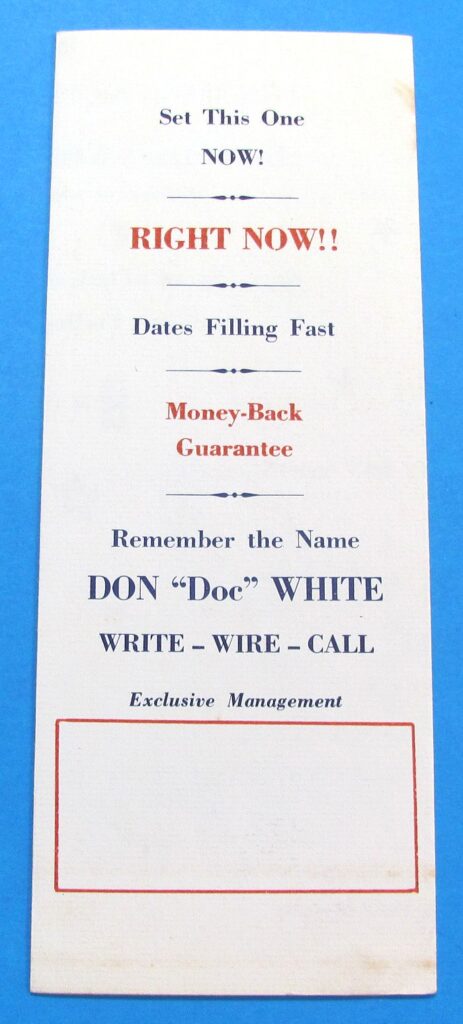 Don Doc White The Magical Pitchman Brochure Signed Winkler S