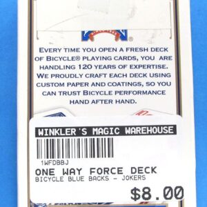 one way force deck bicycle blue backs (jokers)