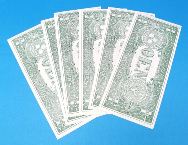 phony certificate jumbo one dollar bills 6 pack