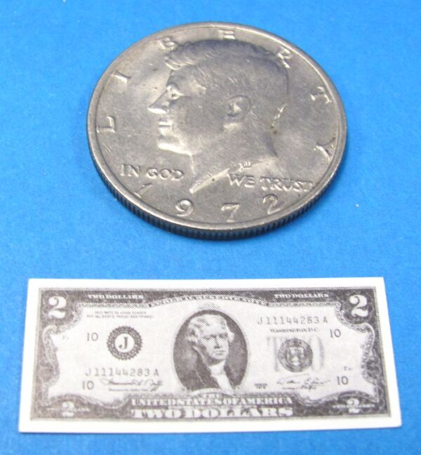 miniature two dollar bill novelty