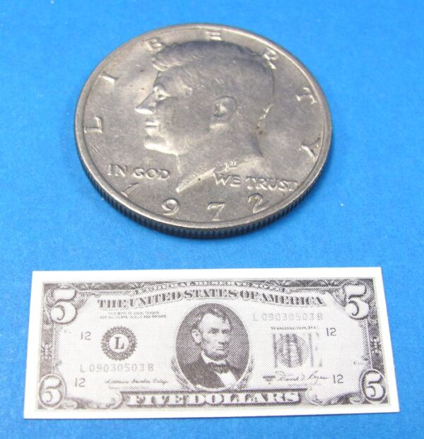 miniature five dollar bill novelty