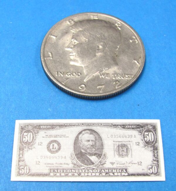 miniature fifty dollar bill novelty