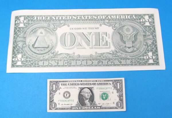 realistic jumbo one dollar bill type 1