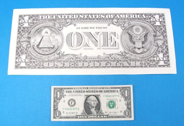 realistic jumbo one dollar bill type 2