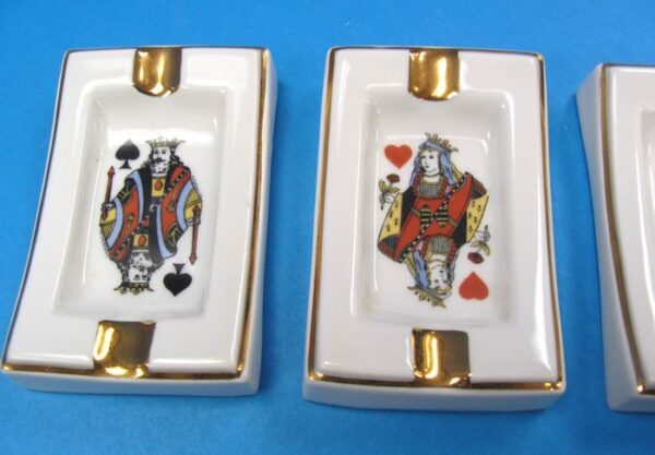 vintage french card ashtrays