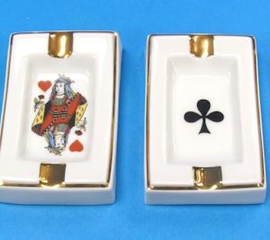 vintage french card ashtrays