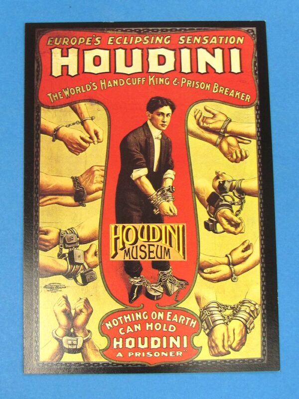 3 mint harry houdini postcards