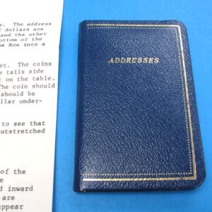 instructions and gimmicked address book for johnson's magna coin box