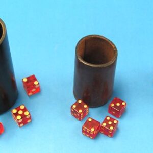 vintage leather dice cups with dice (lot of 3)