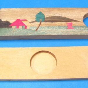 vintage japanese wooden magic coin slide (pink ship)