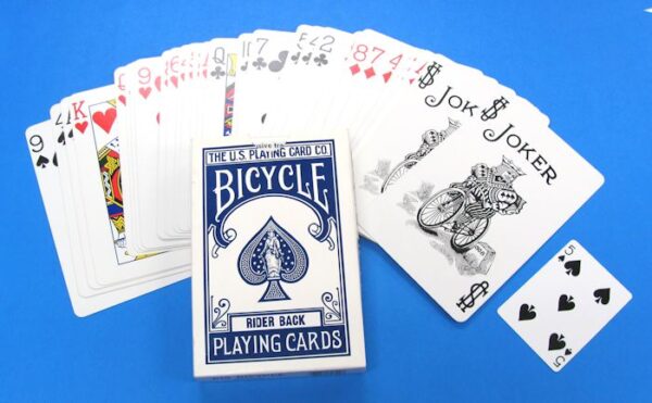 29 new blue back jumbo bicycle cards with case