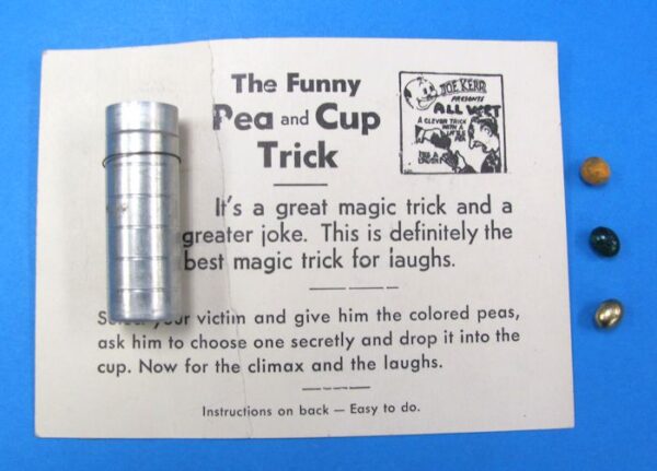 vintage funny pea and cup trick (card style 1.2)