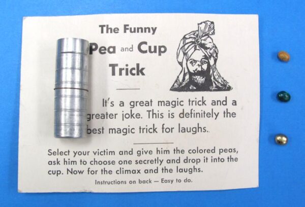 vintage funny pea and cup trick (card style 2.2)