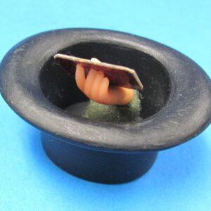 miniature top hat with hand holding card