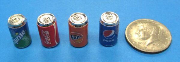 miniature soda cans lot of 4